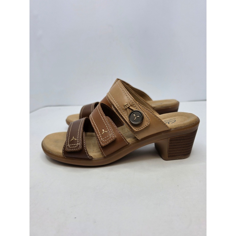 Clarks Collection Women's Emily2 Adella Block Heel Sandals Brown Multi 7.5W NWT